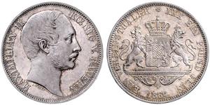 1 Thaler Reino de Baviera (1806 - 1918) Plata Maximiliano II de Baviera(1811 - 1864)