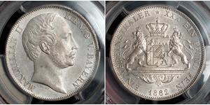 1 Thaler Reino de Baviera (1806 - 1918) Plata Maximiliano II de Baviera(1811 - 1864)