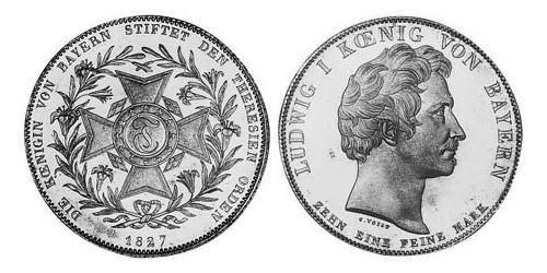 1 Thaler Reino de Baviera (1806 - 1918) Plata Luis I de Baviera(1786 – 1868)