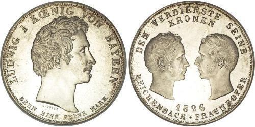 1 Thaler Reino de Baviera (1806 - 1918) Plata Luis I de Baviera(1786 – 1868)