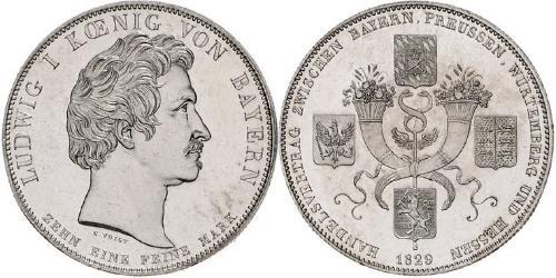 1 Thaler Reino de Baviera (1806 - 1918) Plata Luis I de Baviera(1786 – 1868)