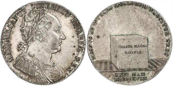 1 Thaler Reino de Baviera (1806 - 1918) Plata Maximiliano I de Baviera (1756 - 1825)