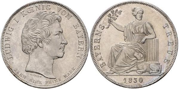 1 Thaler Reino de Baviera (1806 - 1918) Plata Luis I de Baviera(1786 – 1868)