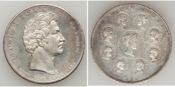 1 Thaler Reino de Baviera (1806 - 1918) Plata Luis I de Baviera(1786 – 1868)