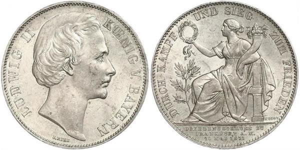 1 Thaler Reino de Baviera (1806 - 1918) Plata Luis II de Baviera(1845 – 1886)