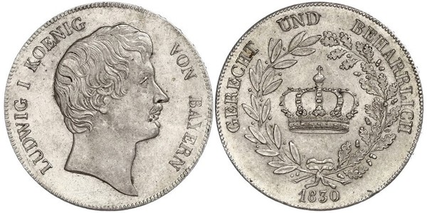 1 Thaler Reino de Baviera (1806 - 1918) Plata Luis I de Baviera(1786 – 1868)