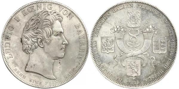 1 Thaler Reino de Baviera (1806 - 1918) Plata Luis I de Baviera(1786 – 1868)