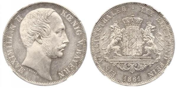 1 Thaler Reino de Baviera (1806 - 1918) Plata Maximiliano II de Baviera(1811 - 1864)