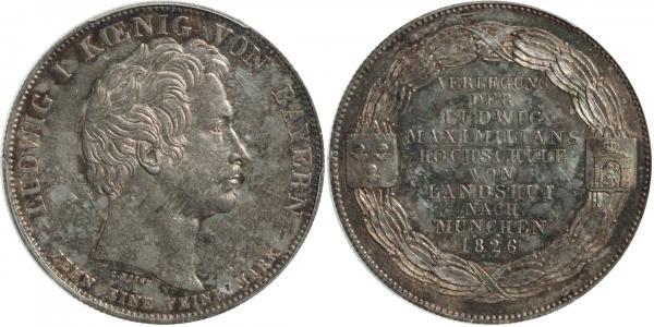 1 Thaler Reino de Baviera (1806 - 1918) Plata Luis I de Baviera(1786 – 1868)