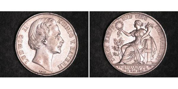 1 Thaler Reino de Baviera (1806 - 1918) Plata Luis II de Baviera(1845 – 1886)