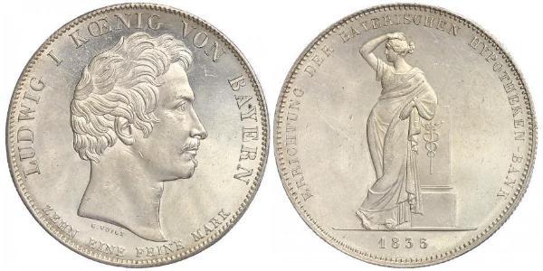1 Thaler Reino de Baviera (1806 - 1918) Plata Luis I de Baviera(1786 – 1868)