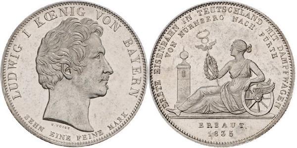 1 Thaler Reino de Baviera (1806 - 1918) Plata Luis I de Baviera(1786 – 1868)