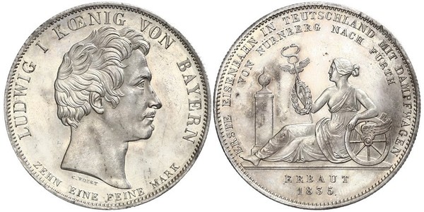 1 Thaler Reino de Baviera (1806 - 1918) Plata Luis I de Baviera(1786 – 1868)