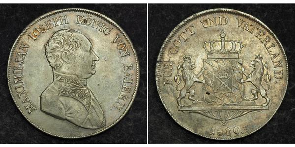 1 Thaler Reino de Baviera (1806 - 1918) Plata Maximiliano I de Baviera (1756 - 1825)