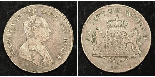 1 Thaler Reino de Baviera (1806 - 1918) Plata Maximiliano I de Baviera (1756 - 1825)