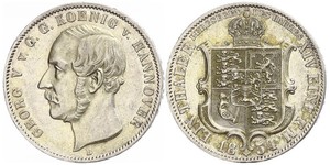 1 Thaler Reino de Hannover (1814 - 1866) Plata Jorge V de Hannover (1819 - 1878)