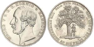 1 Thaler Reino de Hannover (1814 - 1866) Plata Jorge V de Hannover (1819 - 1878)