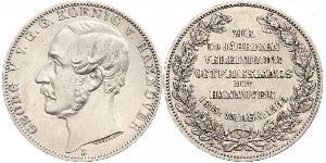 1 Thaler Reino de Hannover (1814 - 1866) Plata Jorge V de Hannover (1819 - 1878)