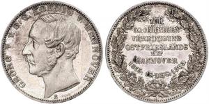 1 Thaler Reino de Hannover (1814 - 1866) Plata Jorge V de Hannover (1819 - 1878)