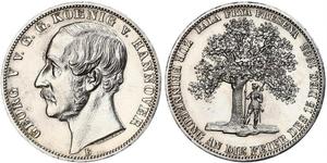 1 Thaler Reino de Hannover (1814 - 1866) Plata Jorge V de Hannover (1819 - 1878)