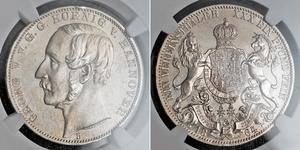 1 Thaler Reino de Hannover (1814 - 1866) Plata Jorge V de Hannover (1819 - 1878)