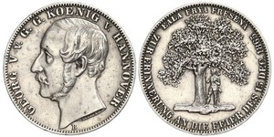 1 Thaler Reino de Hannover (1814 - 1866) Plata Jorge V de Hannover (1819 - 1878)