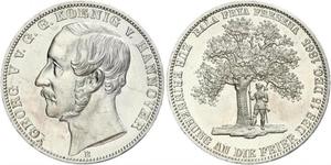 1 Thaler Reino de Hannover (1814 - 1866) Plata Jorge V de Hannover (1819 - 1878)