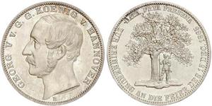 1 Thaler Reino de Hannover (1814 - 1866) Plata Jorge V de Hannover (1819 - 1878)