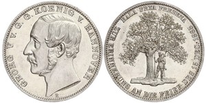 1 Thaler Reino de Hannover (1814 - 1866) Plata Jorge V de Hannover (1819 - 1878)