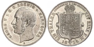 1 Thaler Reino de Hannover (1814 - 1866) Plata Jorge V de Hannover (1819 - 1878)