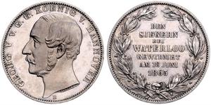 1 Thaler Reino de Hannover (1814 - 1866) Plata Jorge V de Hannover (1819 - 1878)