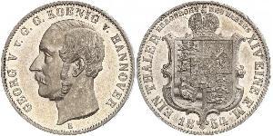 1 Thaler Reino de Hannover (1814 - 1866) Plata Jorge V de Hannover (1819 - 1878)