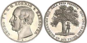 1 Thaler Reino de Hannover (1814 - 1866) Plata Jorge V de Hannover (1819 - 1878)