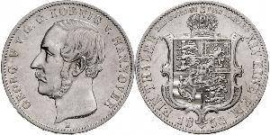 1 Thaler Reino de Hannover (1814 - 1866) Plata Jorge V de Hannover (1819 - 1878)