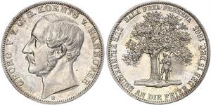 1 Thaler Reino de Hannover (1814 - 1866) Plata Jorge V de Hannover (1819 - 1878)