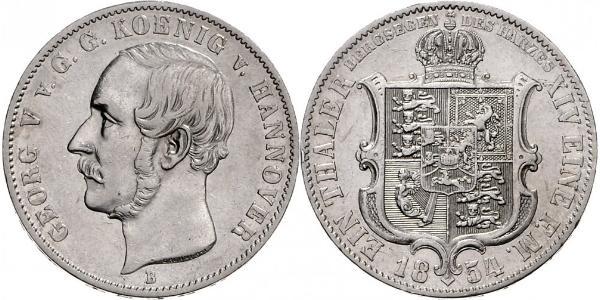 1 Thaler Reino de Hannover (1814 - 1866) Plata Jorge V de Hannover (1819 - 1878)