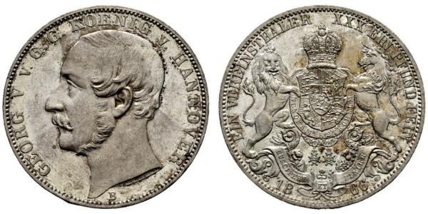 1 Thaler Reino de Hannover (1814 - 1866) Plata Jorge V de Hannover (1819 - 1878)