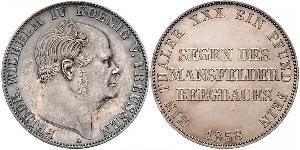 1 Thaler Reino de Prusia (1701-1918) Plata Federico Guillermo IV de Prusia (1795 - 1861)