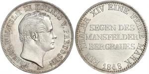 1 Thaler Reino de Prusia (1701-1918) Plata Federico Guillermo IV de Prusia (1795 - 1861)