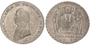 1 Thaler Reino de Prusia (1701-1918) Plata Federico Guillermo III de Prusia (1770 -1840)