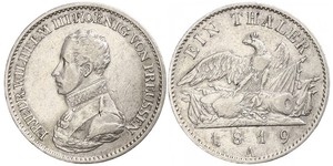 1 Thaler Reino de Prusia (1701-1918) Plata Federico Guillermo III de Prusia (1770 -1840)