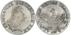 1 Thaler Reino de Prusia (1701-1918) Plata Federico II el Grande (1712 – 1786)
