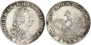 1 Thaler Reino de Prusia (1701-1918) Plata Federico II el Grande (1712 – 1786)