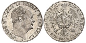 1 Thaler Reino de Prusia (1701-1918) Plata Federico Guillermo IV de Prusia (1795 - 1861)