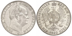 1 Thaler Reino de Prusia (1701-1918) Plata Federico Guillermo IV de Prusia (1795 - 1861)