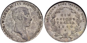 1 Thaler Reino de Prusia (1701-1918) Plata Federico Guillermo III de Prusia (1770 -1840)