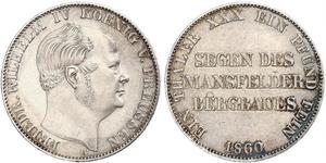 1 Thaler Reino de Prusia (1701-1918) Plata Federico Guillermo IV de Prusia (1795 - 1861)