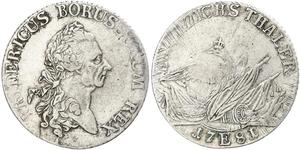 1 Thaler Reino de Prusia (1701-1918) Plata Federico II el Grande (1712 – 1786)