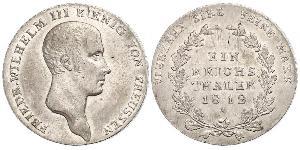 1 Thaler Reino de Prusia (1701-1918) Plata Federico Guillermo III de Prusia (1770 -1840)