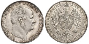 1 Thaler Reino de Prusia (1701-1918) Plata Federico Guillermo IV de Prusia (1795 - 1861)